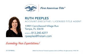 Ruth Peeples - First American Title Business Card