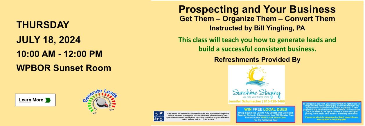 Prospecting and Your Business Class Description