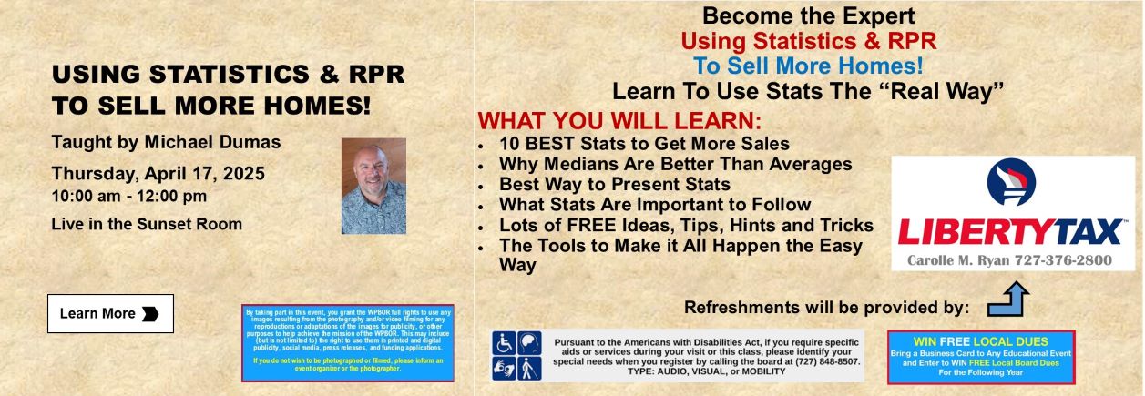 Using Statistics & RPR To Sell More Homes Class Description