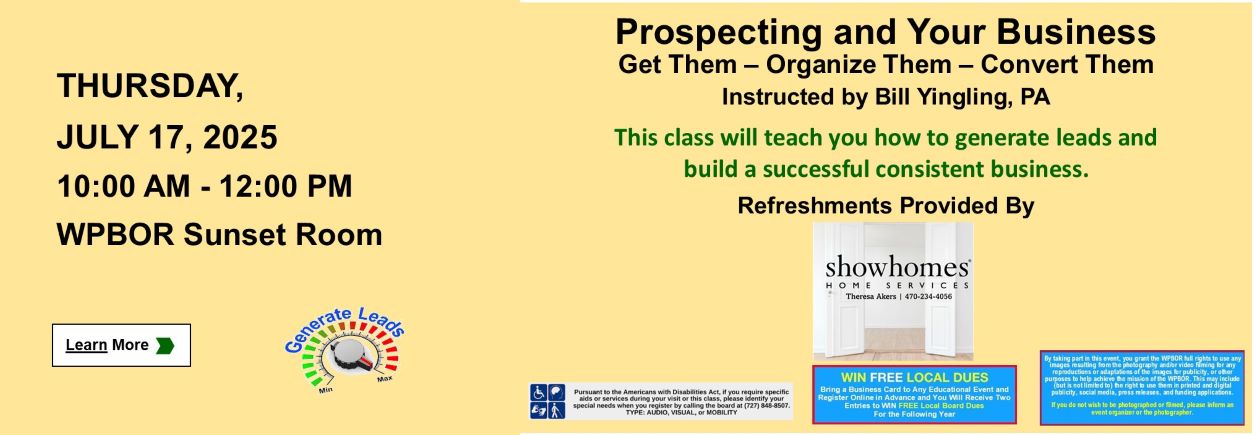 Prospecting and Your Business Class Description