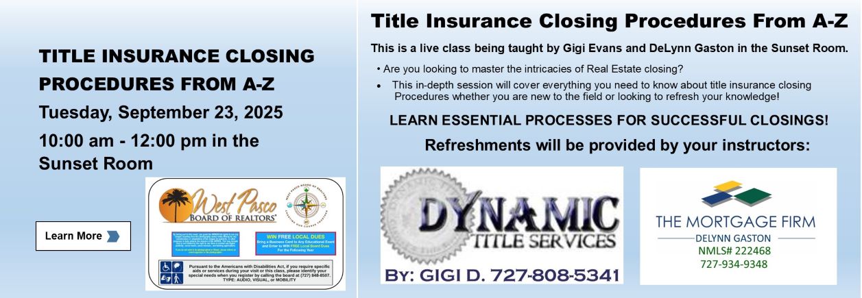 Title Insurance Closing Procedures From A-Z Class Description