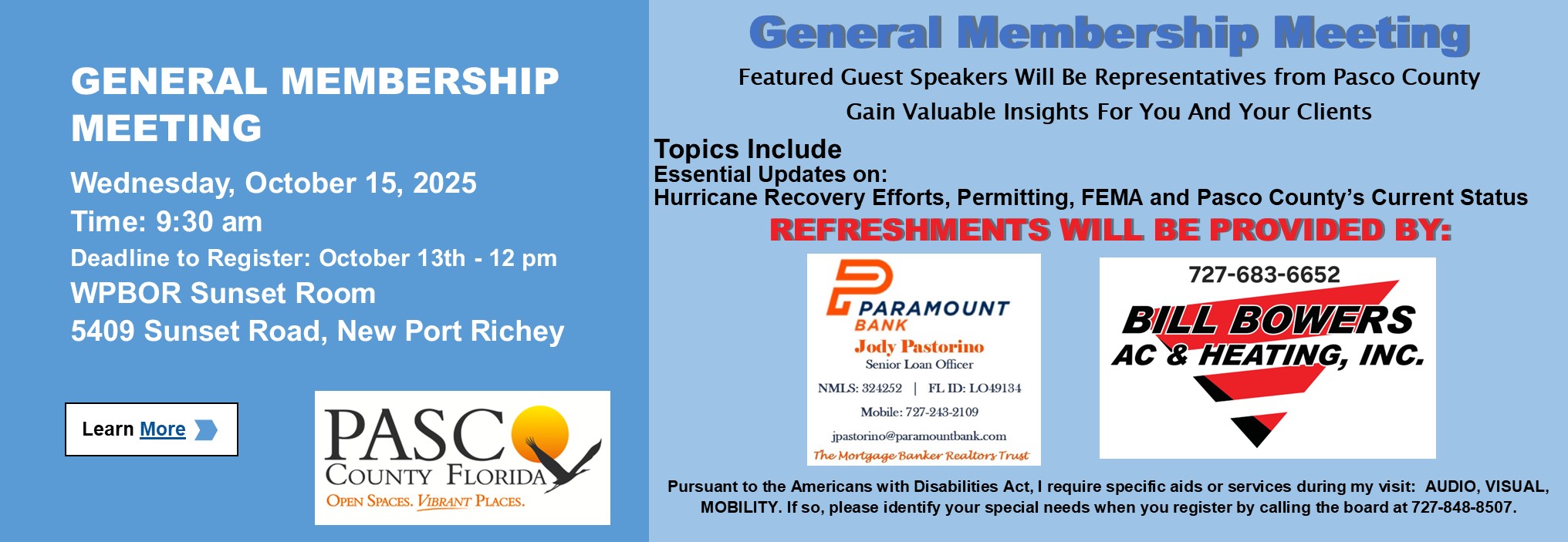 October 15, 2025 General Membership Meeting Description