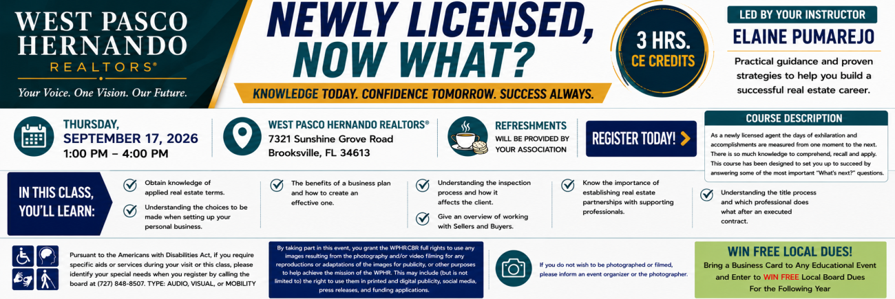 Newly Licensed Now What? Class Description